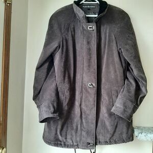 Fleet Street Faux Suede Velvety  Heavy Winter Coat Jacket Brown size Large